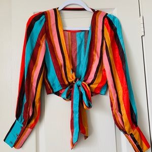 Forever21 striped tie shirt